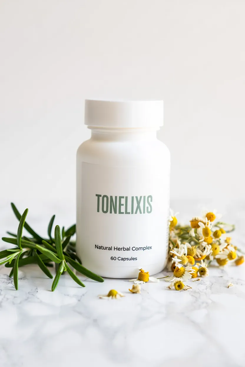 Tonelixis natural supplement bottle with herbal ingredients
